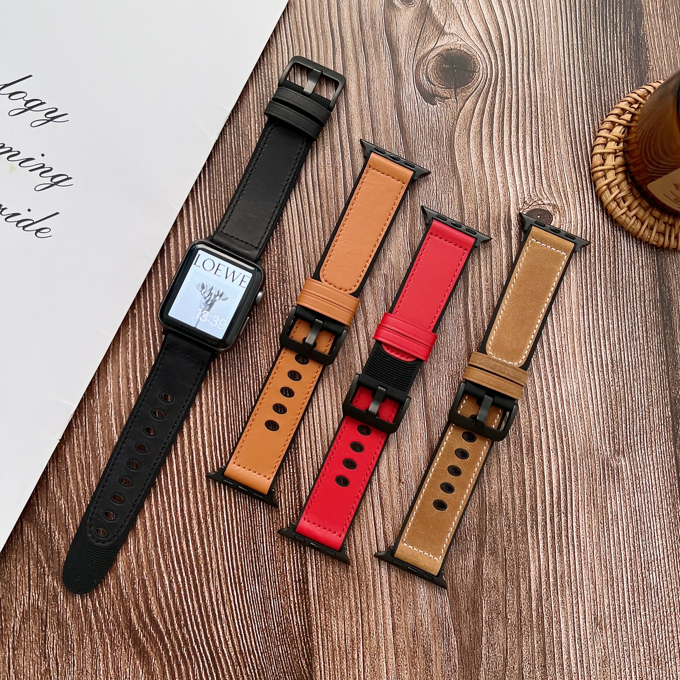 Silicone Leather Strap For Apple Watch Ultra 49mm 8 7 45mm 41mm 6 5 SE 44mm 40mm Wear-resistant Wristband For iWatch 3 42mm 38mm