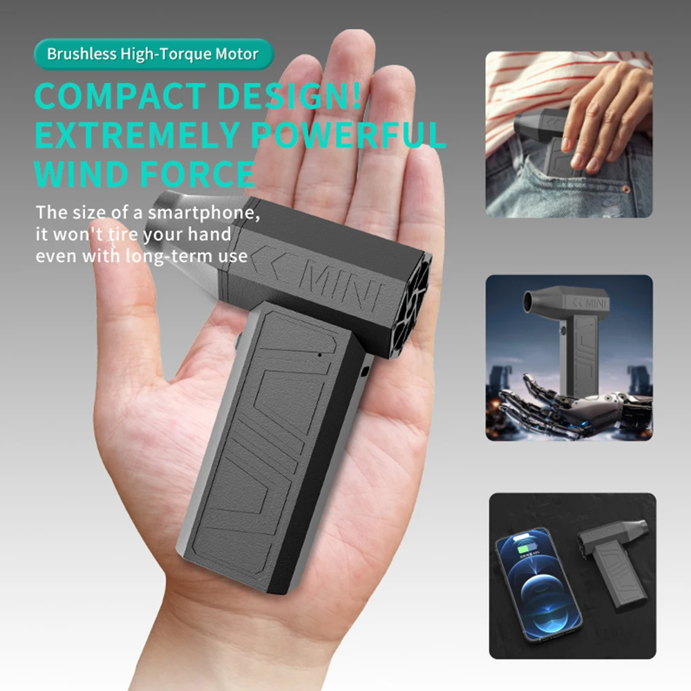 Handheld Wireless Mini Portable Powerful Fan Blower - USB Rechargeable Desktop Dust Cleaner for Home Office Car Cooling