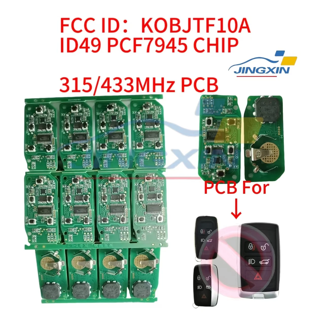 

Jingxin Car Key PCB circuit boar For Land Rover Range Rover Evoque Freelander Discoryvery4 ID49 Chip 315MHz 434MHZ Keyless Ente