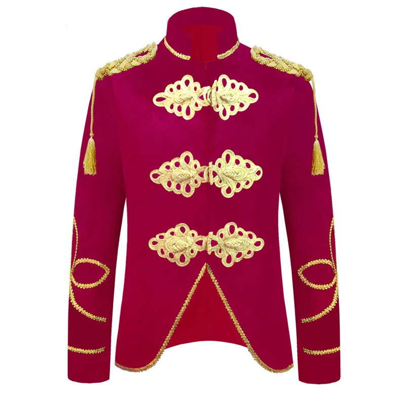 

Мужской винтажный дворцовый костюм в европейском стиле, бархатный приталенный пиджак с воротником-стойкой, пиджак для выступлений на сцене, пальто для косплея