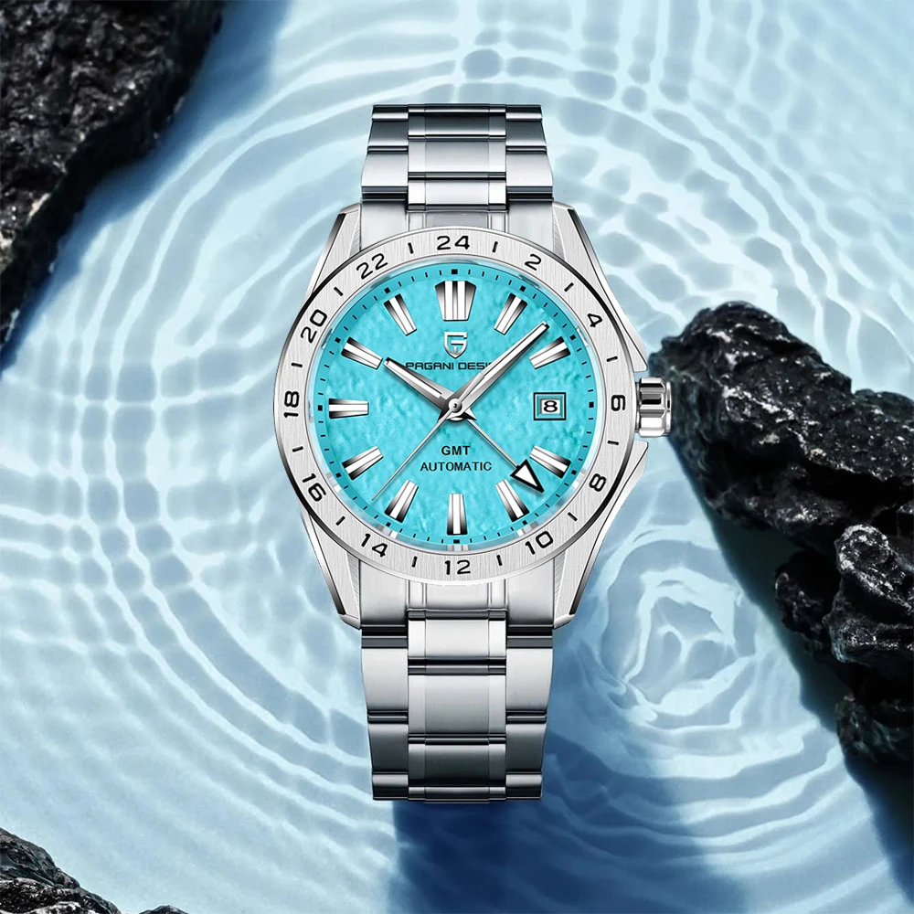 

Механические автоматические роскошные часы PAGANI DESIGN GMT из нержавеющей стали, водонепроницаемые спортивные светящиеся часы для мужчин Relogio Masculino