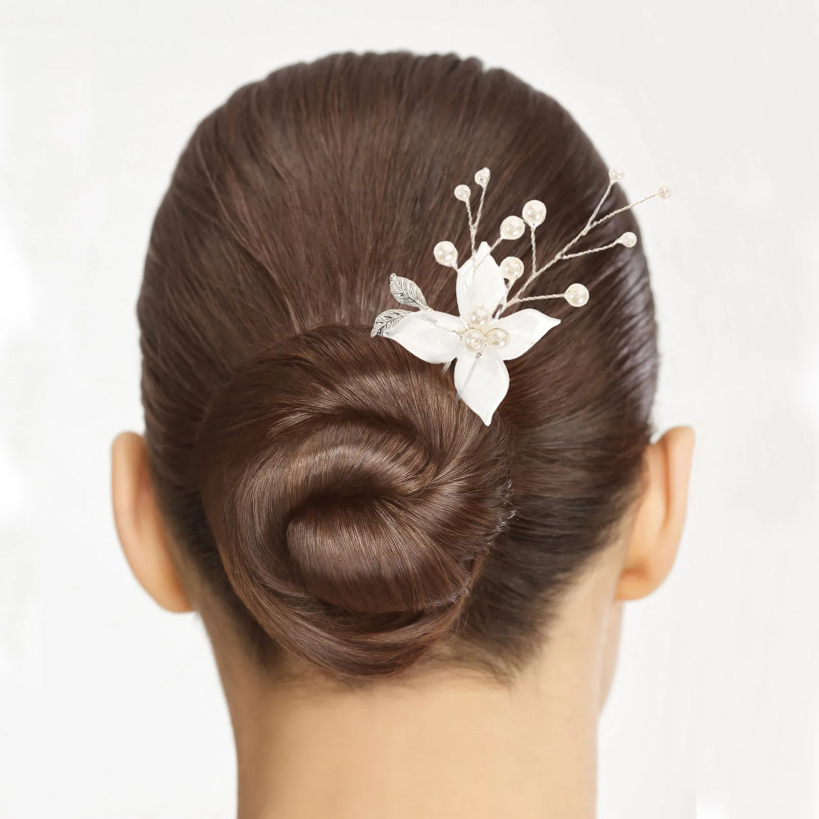 

2pcs Wedding Floral Hairpins U Shape Pearl Beaded Bridal Hair Accessories Bridesmaids Elegant Leaf Design Secure Fit Lightweight