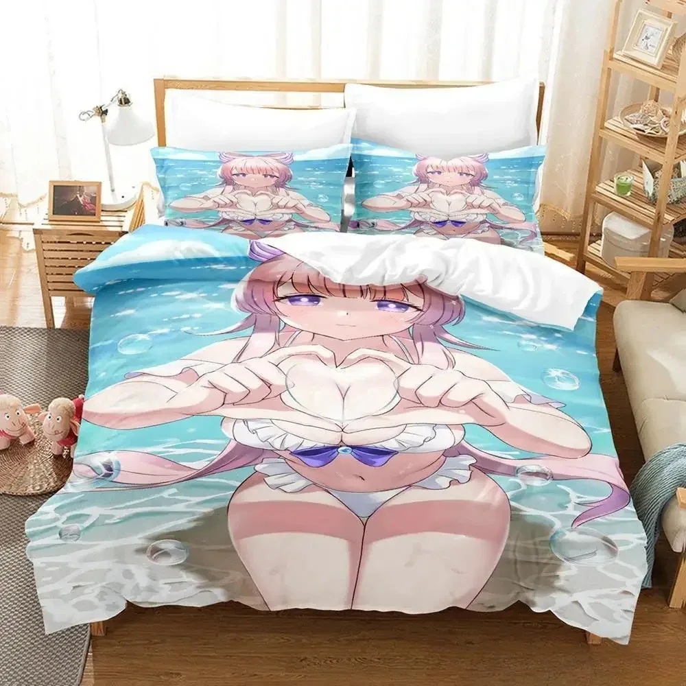 Genshin Impact Sangonomiya Kokomi Bedding Set Cartoon Anime three-piece set Adult Kid Bedroom Duvet cover Sets 3D Kawaii Girls