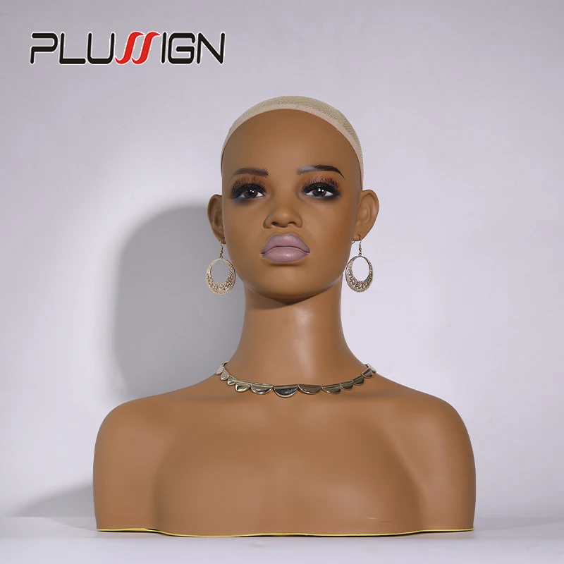 Realistic Female Mannequin Head With Shoulder Full Lips Wig Head Barbie Head For Display Wig African Manikin Head Bust For Wigs