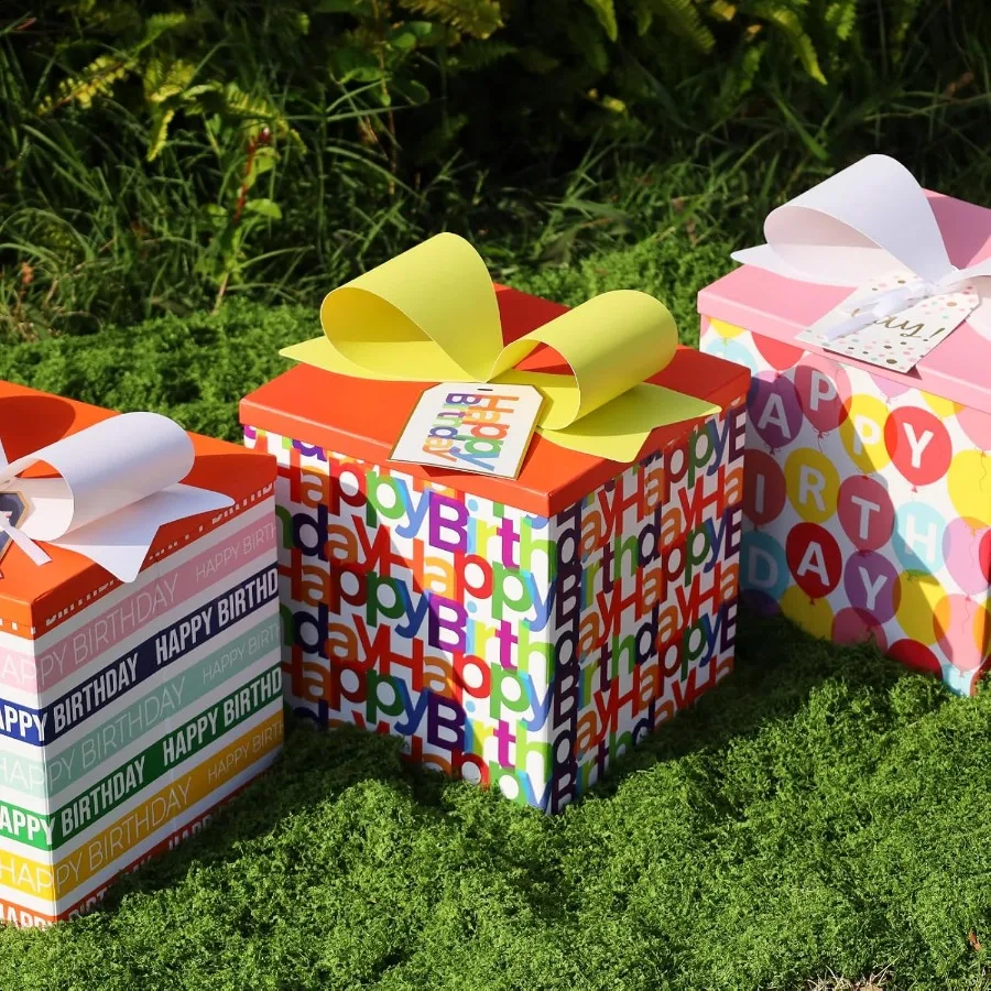 중형 접이식 생일 선물 상자 9x9x9 인치