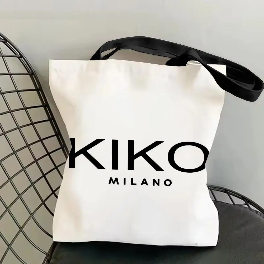 Bolsas de almacenamiento de la marca de cosméticos K-Kiko, bolsa de compras de lona con estampado de doble cara, bolso de hombro a la moda, bolsos ecológicos para regalo