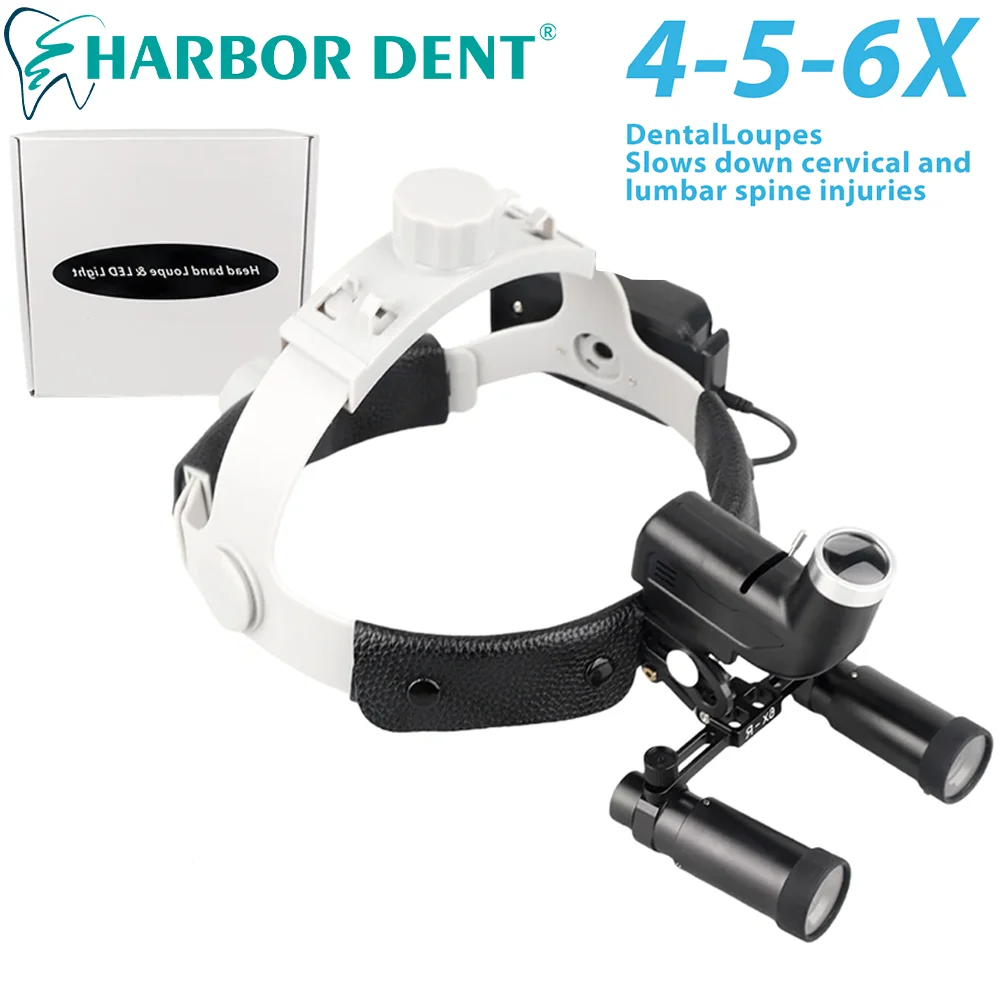 Dental Loupes Headlight 4X/5X/6X Magnifier Binoculars 5W LED High Spot Surgical Headlight Brightness Adjustable New Dentisty