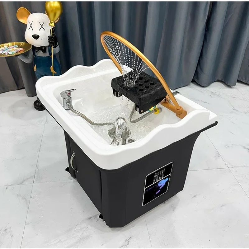 Portable Shampoo Hair Washing Bowl Sink Salon Furniture Japan Head SPA Equipments Mobile Shampoo Chair Bed Basin For Barber Shop