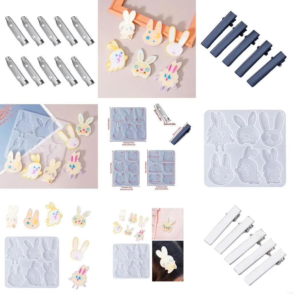 

R3MC Hair Clip Making Mold Animal Silicone Molds Lovely Hairpins Jewelry Molds