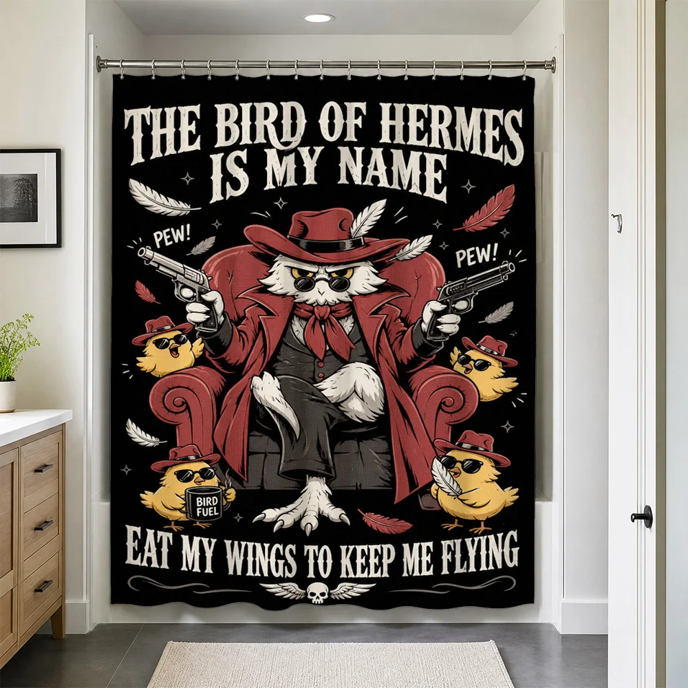 High Quality Waterproof Shower Curtain Novelty Bathroom Decor Art Liner Funny Graphic Poster Pop Culture Style Bird Hermes Name