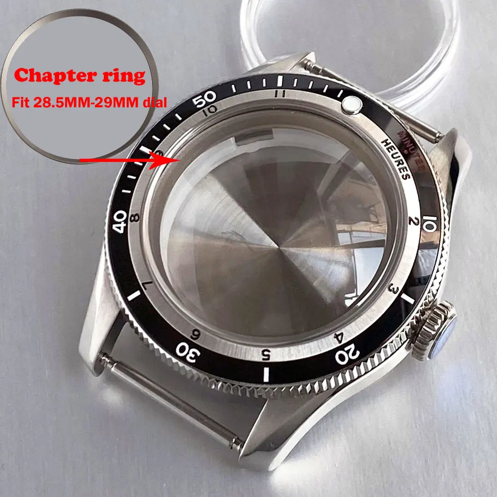 tandorio 316L Edelstahl 40 mm Taucheruhrengehäuse + Innenring + Armband gewölbter Saphir 20 bar wasserdicht passend für NH35 NH36 ETA2824 PT5000 6
