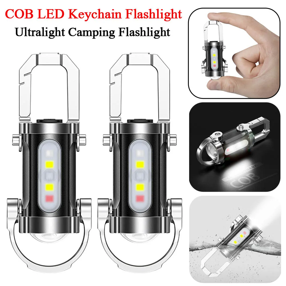 

Mini Flashlight Work LED Light Rechargeable Lamp Pocket COB Ultralight Keychain Light Portable Flashlight Outdoor Camping