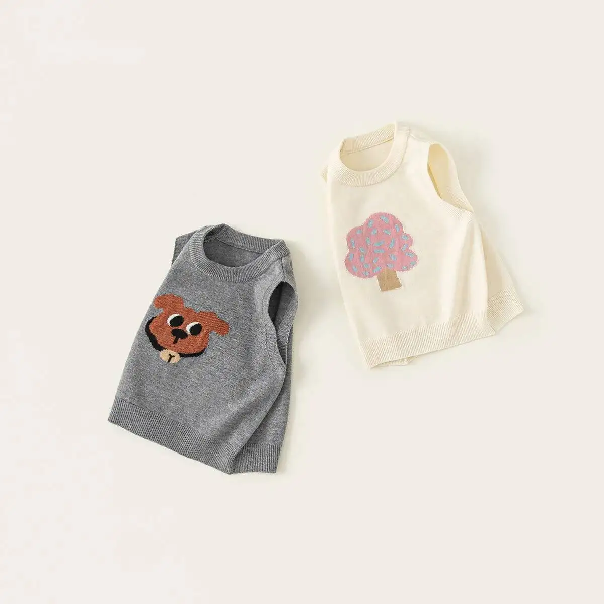 ربيع الخريف الأطفال سترة 1-8Y الفتيان الفتيات الكرتون محبوك الصدريات سترة تانك القمم الكورية طفل ملابس خارجية الاطفال الملابس