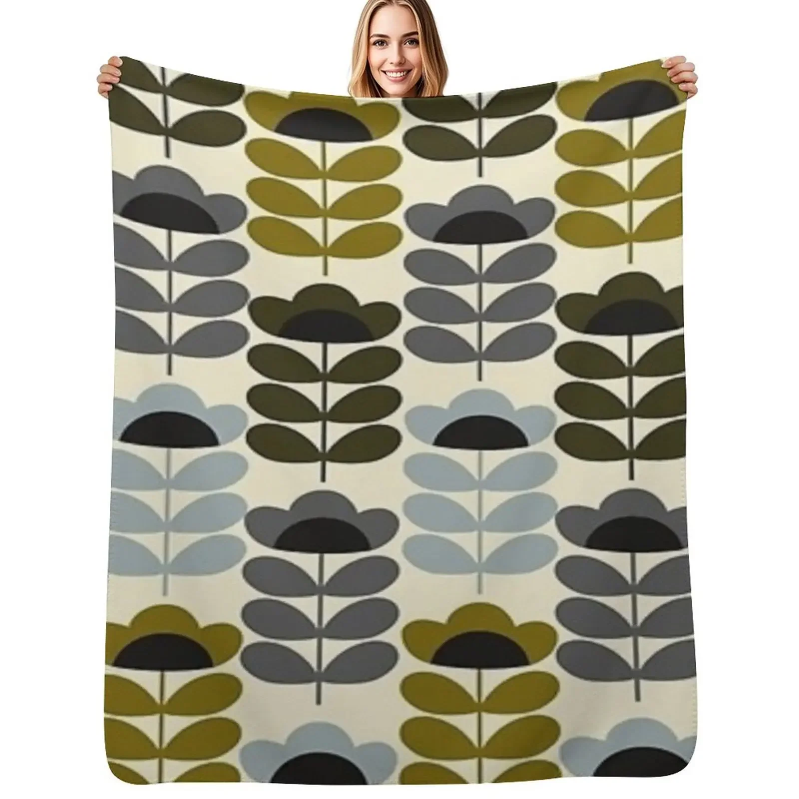 

orla kiely stem flowers patterns Throw Blanket Bed covers Thermals For Travel Multi-Purpose Bed Blanket