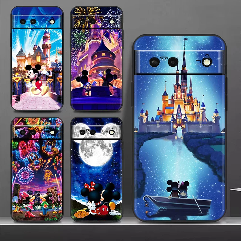 

Disney Castle Anime For Google Pixel 8 7A 7 6A 6 5A 5 4 4A XL 5G Black Silicon Shockproof Shell Phone Case