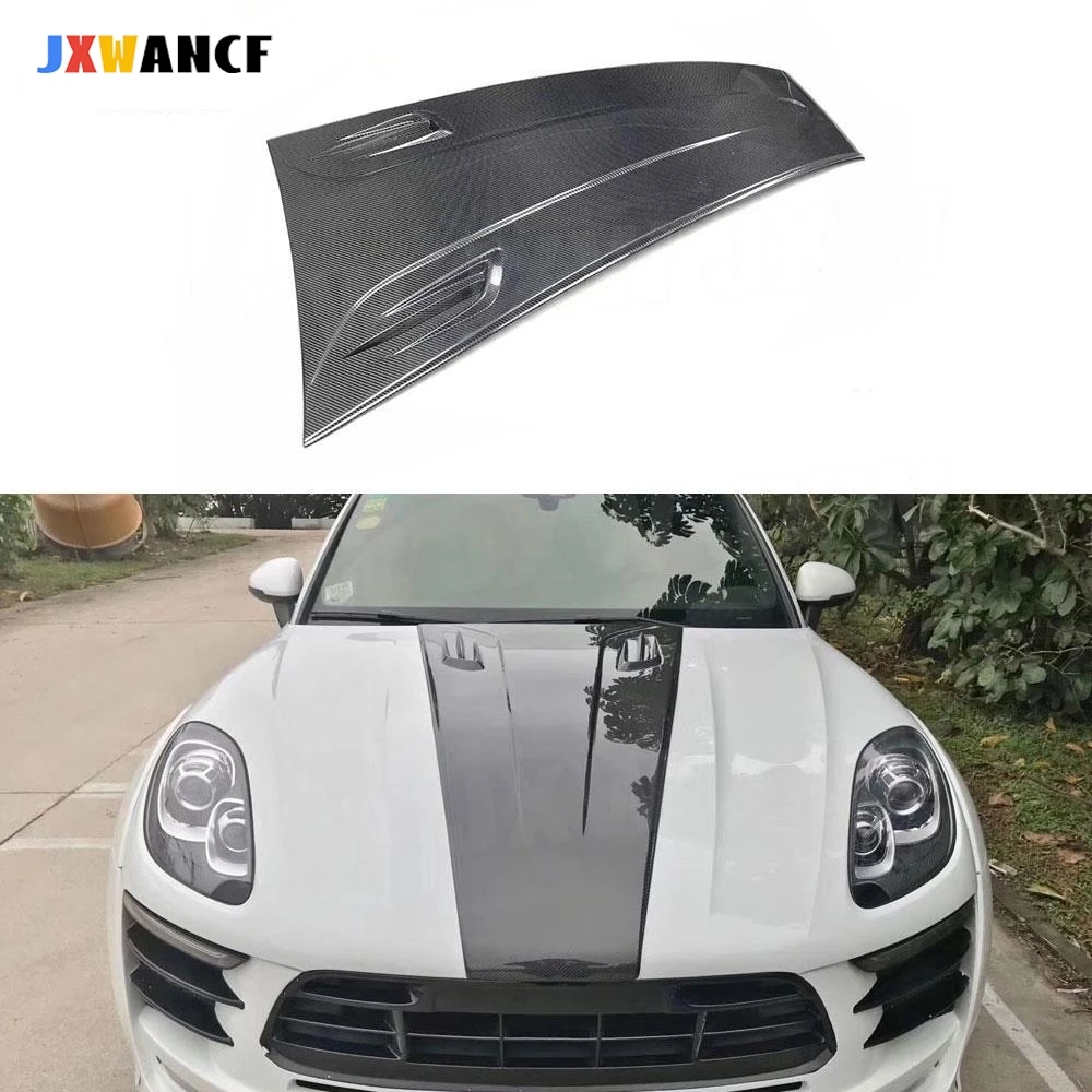 

JXWANCF Carbon Fiber Front Engine Hood Air Vent Middle Trim Cover for Porsche Macan 2014-2018 FRP Bonnet Cap