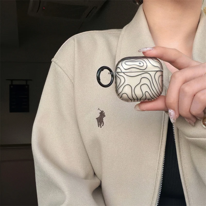 Garis geometris hitam transparan |   Gesper bundar |   Casing headphone |   Hadiah untuk sahabat |   Cocok untuk Airpods 2 3 4 pro/pro2 pro3