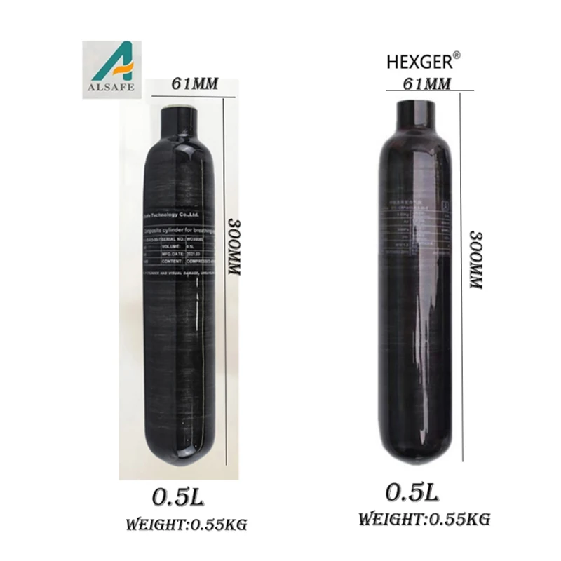 

4500Psi 0.5L 500cc 30Mpa Carbon Fiber Cylinder Steel Bottle Tank M18*1.5 Thread