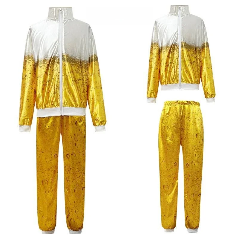 

loween Retro Beer Print Sportswear Cosplay Disco Par Stage Performance Costume Women's Ethnic Faion Winter 2024