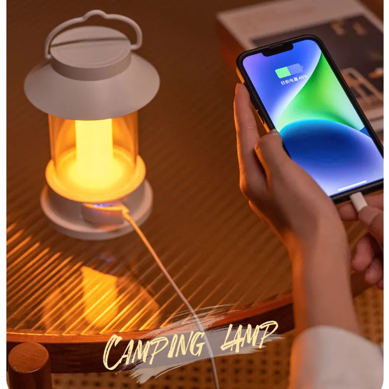 Retro Draagbare Camping Lantaarn 10000Mah Outdoor Kerosine Vintage Kamp Lamp 3 Verlichting Modes Tent Licht Voor Wandelen Klimmen Yard