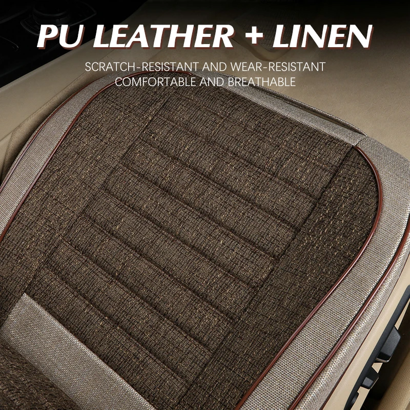 Universal Linen Full Set Car Seat Covers 360° Surround Front Rear Seat Cushion Wear-Resistant Pad Cover Car Interior Accessories view 2