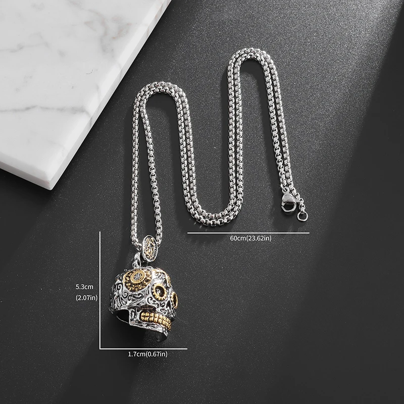 قلادة جمجمة ميكانيكية للرجال ، صليب قوطي قديم ، مجوهرات بانك ، هدية حفلة شارع ، عيد الهالوين #6