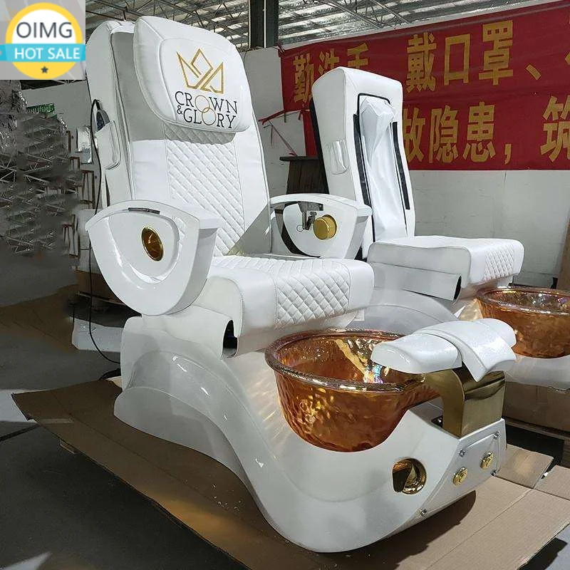 White Luxury Foot Massage Chair With 4 Sets of Simulation Massage Sofa 180 Degrees Spa Manicure Pedicure Chair