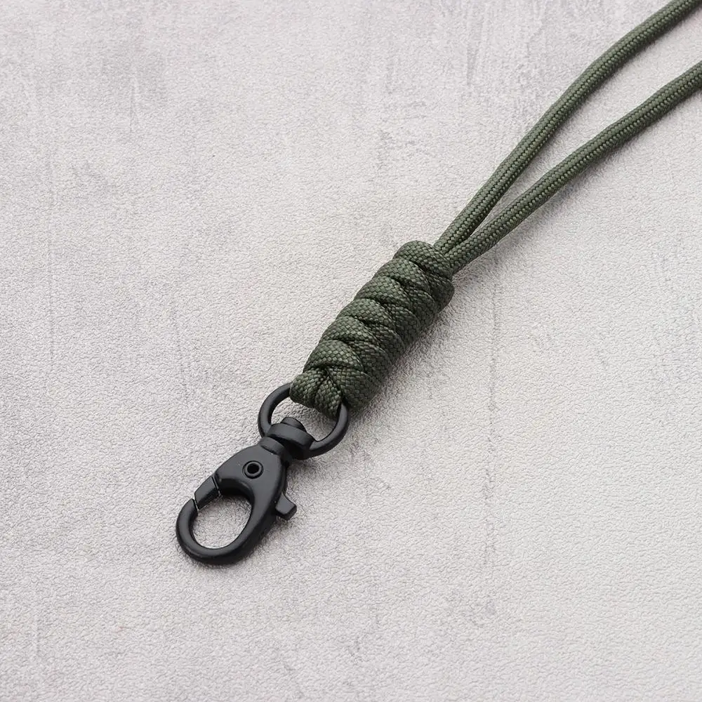 Alta Resistência Paracord Chaveiro, cordão fivela rotativa, pescoço corda pendurada, ferramenta ao ar livre, 20 estilos, novo