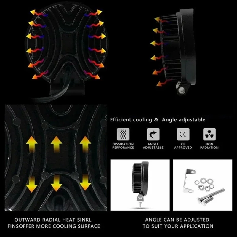 Focos LED impermeables, combo haz luz trabajo para camioneta, camioneta, SUV, focos todoterreno, accesorio luz