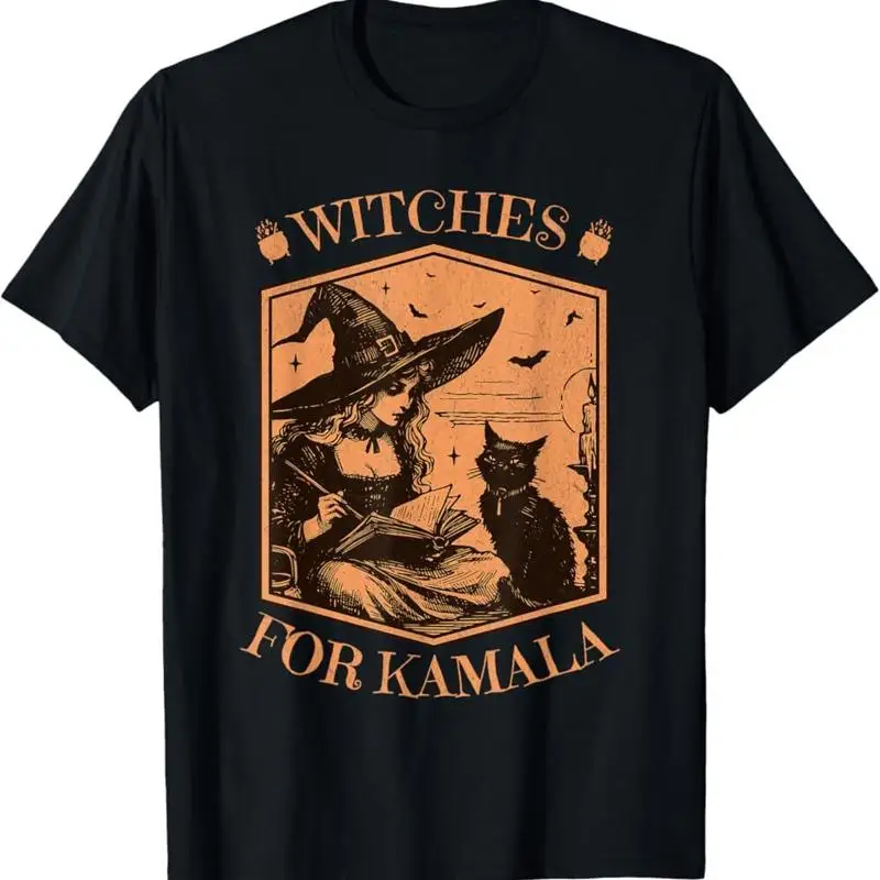 

Witches for Kamala Harris Halloween Cat Lady Spooky Vintage T Shirt