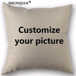 Custom Pillowcase Custom Your Image Cotton Linen Pillowcase Wedding Decorative Pillow Covers Square Zipper 45x45cm One Side