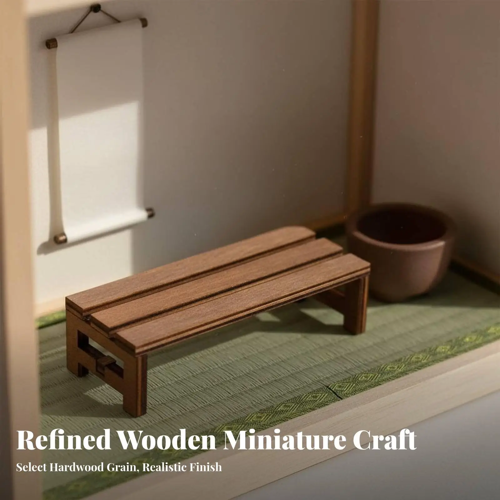 Wooden Miniature Bench for Dollhouse 1 12 Scale Rustic Japanese Style Furniture Decor for Creative Scene Building