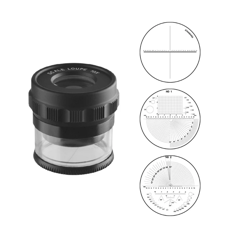 Lupa microscopio mano 10X, lupa joyero escritorio ABS, lupa escala portátil para reparación telas