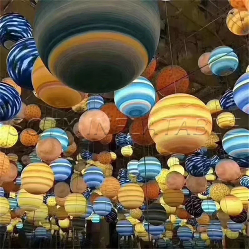 Riesige aufblasbare Mond-Erde-Kugeln für Party-Dekoration, LED-Planeten-Luftballons, 9, Sonnensystem, Sonne, Jupiter, Saturn, Mars, Venus