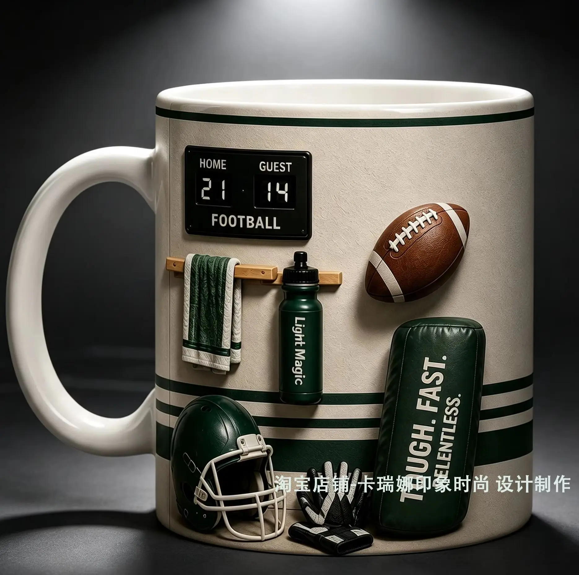 Custom Name Rugby Football Ceramic Mug, Personalized Rugby Fan Coffee Cup, Sports Themed Drinkware Gift for Rugby Lovers