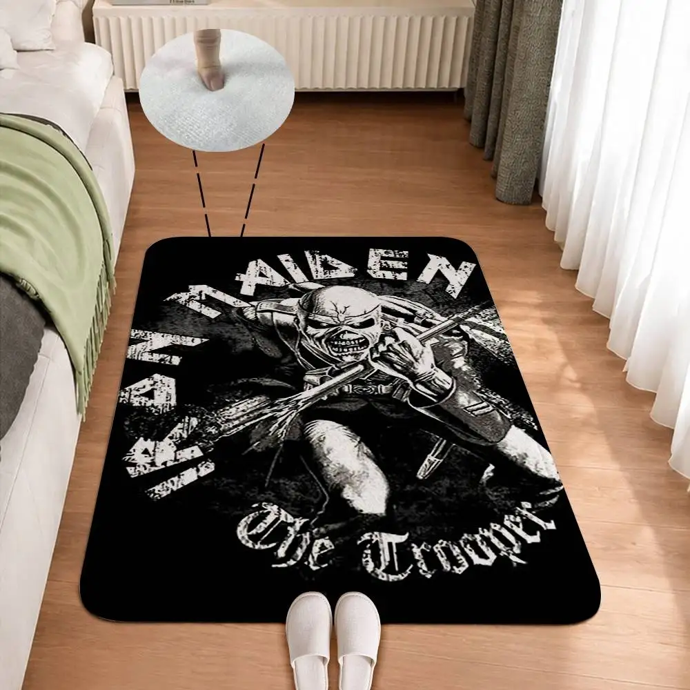 E-Eddie Heavy Metal I-Iron Maiden Short Plush Non-Slip Floor Mat, Easy to Clean, for Bathroom Door & Bedroom Door