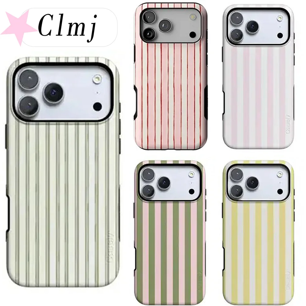 INS Korean Colorful Striped Phone Case for Samsung Galaxy S20 S23 S24 S25 S26 FE Plus Ultra Edge 4G 5G Luxury Double-layer Cover