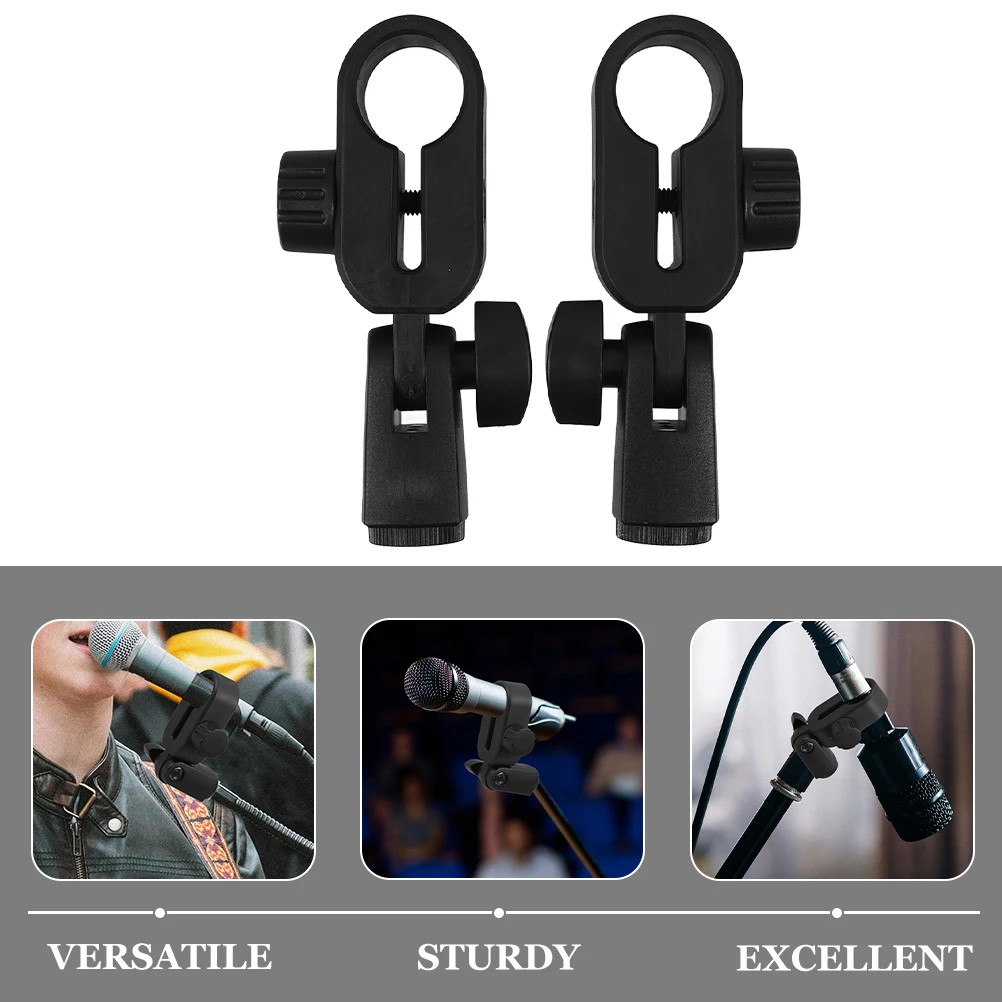 

2 Pcs Replacement Mic Stand Clip Microphone Holder Clamp Fixing Clips Plastic Adjustable