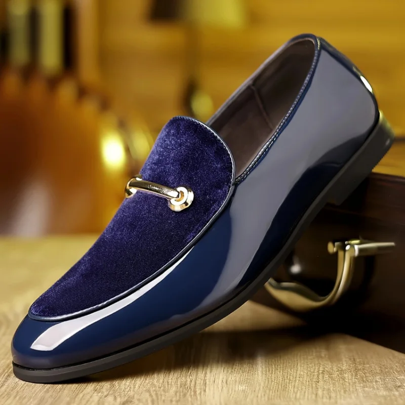 Men's Fashion Patchwork Chain Party Wedding Loafers Moccasins Men Casual Leather Shoes Mens Light Comfortable Driving Flats