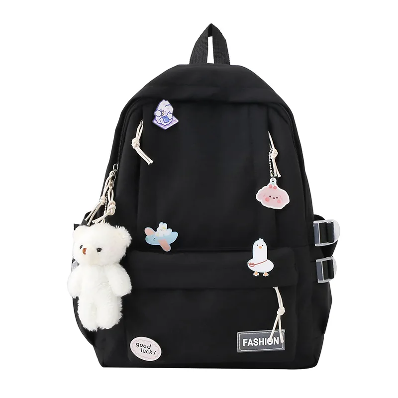 Solid Color Schoolbags Junior High School Student Backpack Elementary College Soft Backpack Shoulder Bag Women