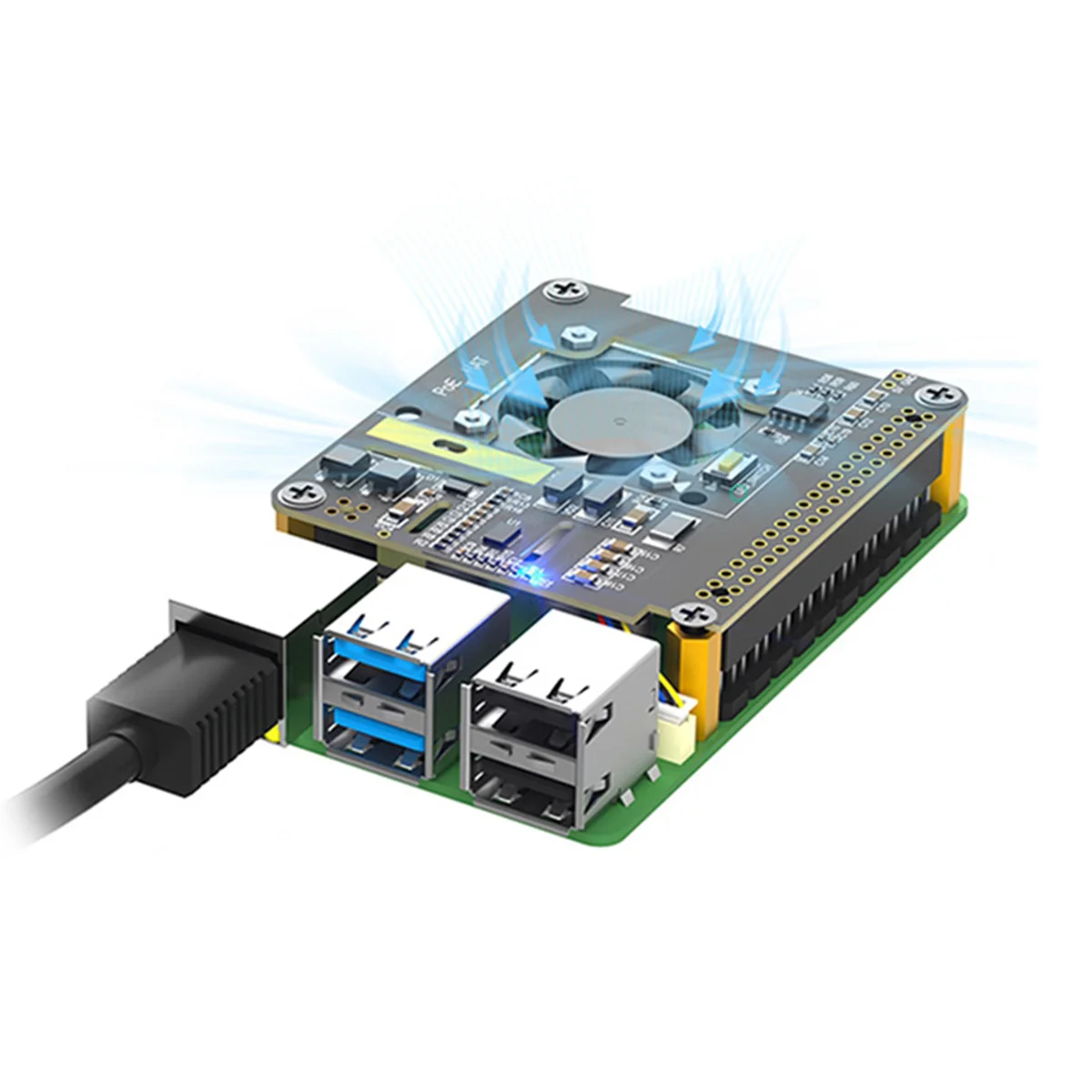 

【Эксклюзивный-Оферблат!】Для модуля питания Ethernet Raspberry Pi 5 POE с вентилятором RGB Light 802.3af/At M.2 NVME к адаптеру Pcie