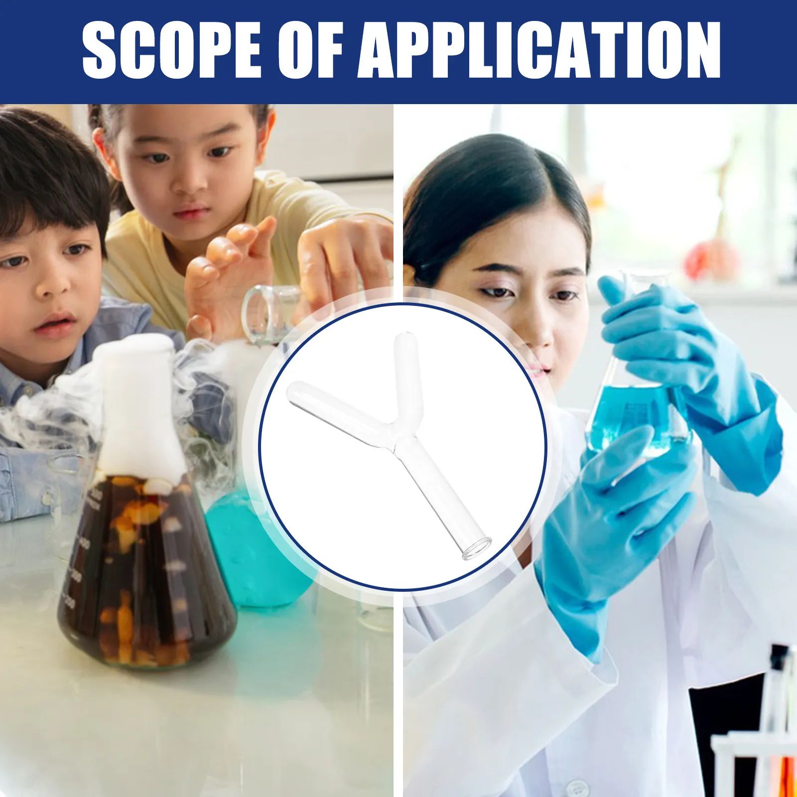 Glass Y-Shaped Connector Tube Essential Laboratory Glassware Glass Connector Adapter for Chemical Gas Experiments Explosion Tube view 5