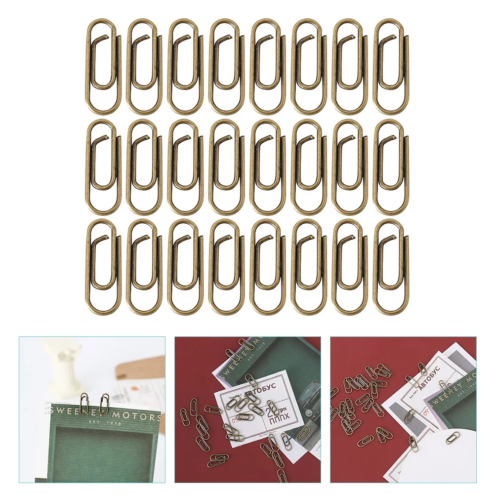 

100pcs Metal Mini Paper Clips Vintage Bronze Color Strong Clamping Office School Supplies Document Fasteners Retro Pins