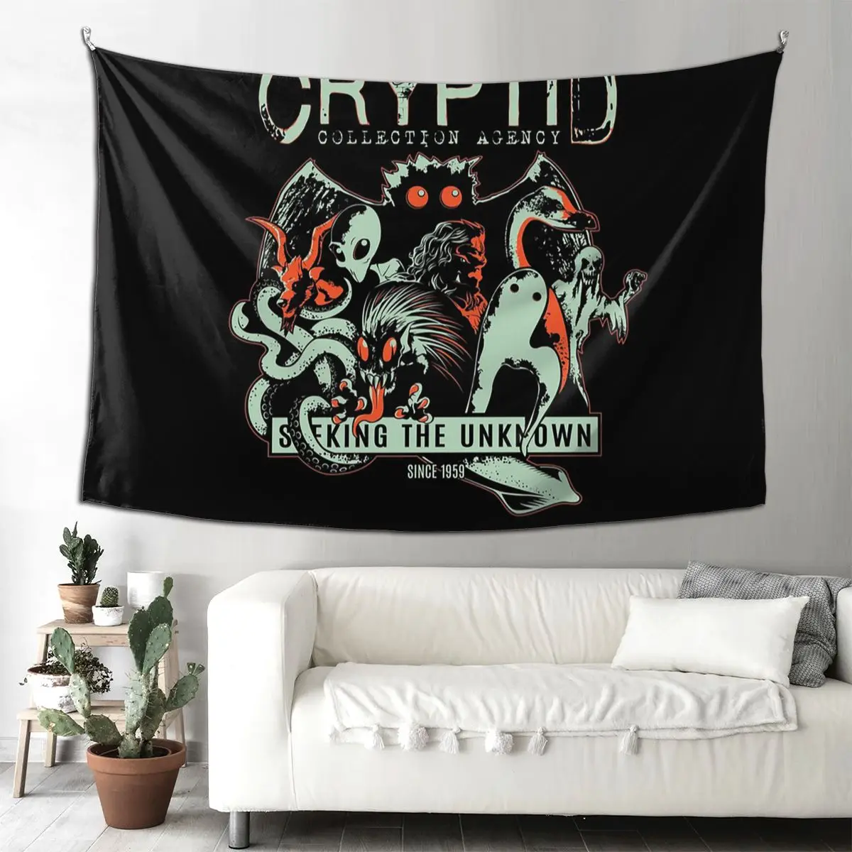 

Коллекции Cryptid, гобелен, забавный настенный эстетический домашний декор, гобелены для гостиной, спальни, комнаты в общежитии