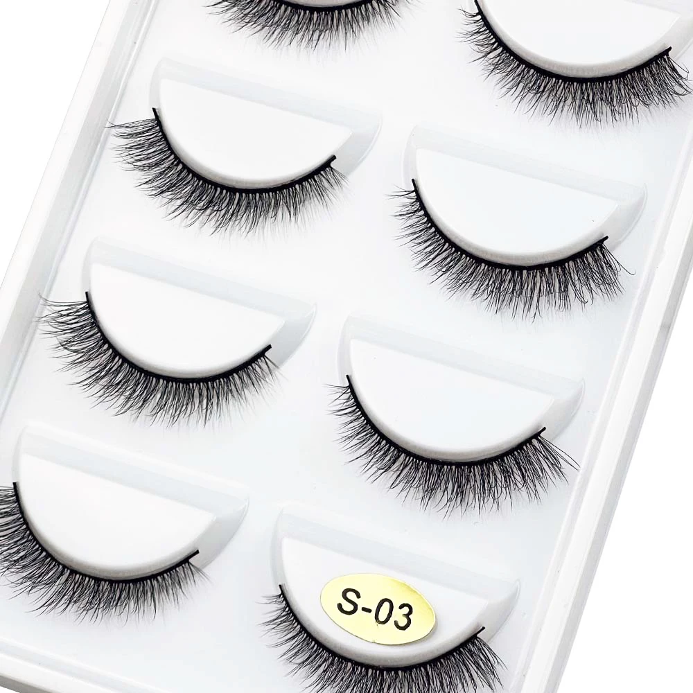 S03 Natural 3D Mink False Eyelashes Soft Wispy Fluffy Cat Eye Lashes Reusable Faux Mink Eyelashes Makeup Beauty Cilios