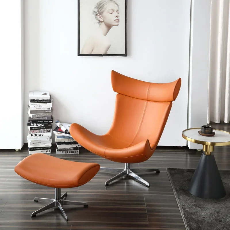 Nordic Single-Seat Sofa Chair Modern Simple Home Genuine Leather Lazy Bone Chair Creative Designer Snail Leisure Chair