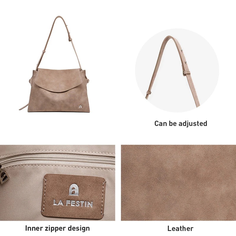 LA FESTIN Original Brand Women\'s bag 2025 New Leather Shoulder Crossbody Bag Tote Bag Designer Luxury Bag Large Capacity Handbag