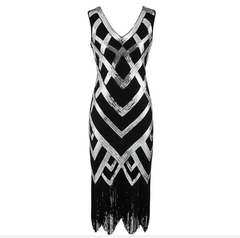 

1920s Flapper Dress Plus Size Women's Fashion Vintage Great Gatsby Charleston Sequin TASSEL Retro Sleeveless Party Evening Dress