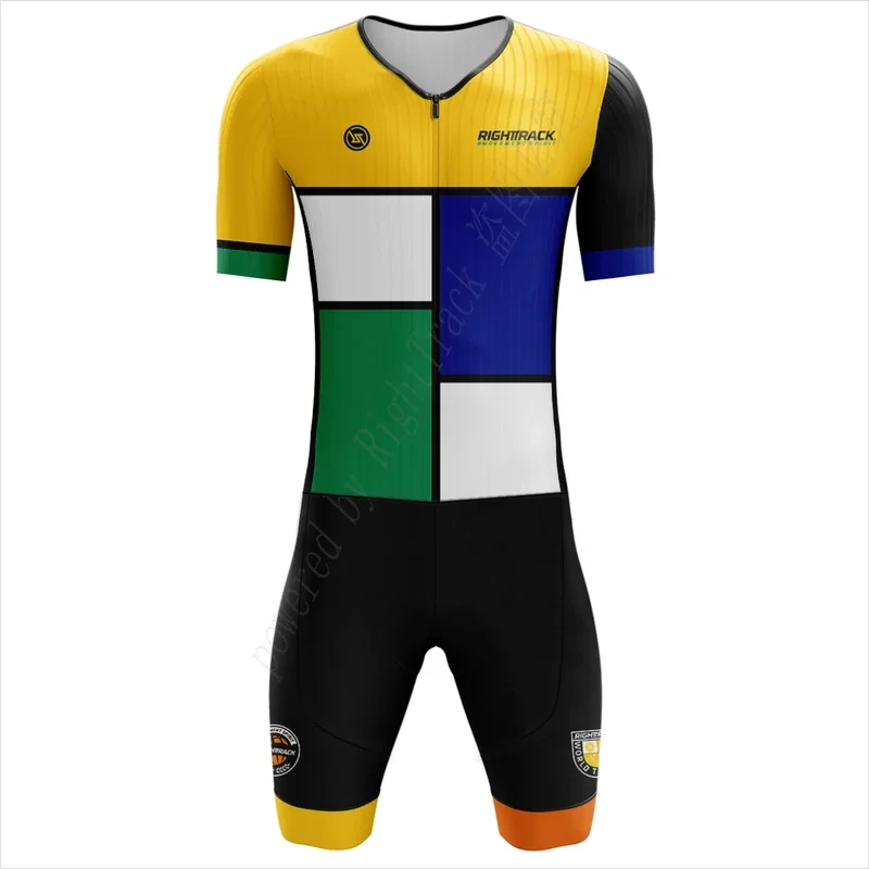 

MEN'S Performance Triathlon Trisuit World Championship Short Sleeve Colorful Skinsuit RIGHTTRACK Swimming Cycling Running Appare