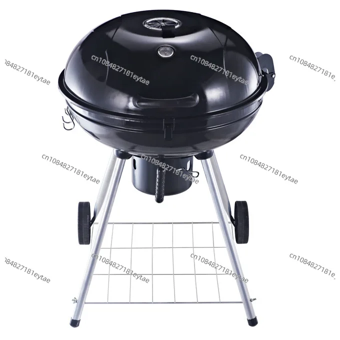 22 Inch Outdoor BBQ Grill Apple Shape with Heat Insulation Net Thermometer Smoker for Garden